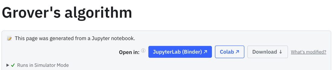 Górna część strony tutoriala: Open in JupyterLab (Binder), Colab lub Pobierz.